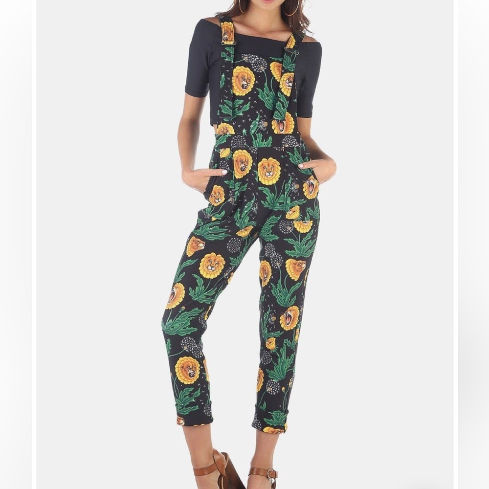 Blackmilk Dandy Lions Cuffed Overalls